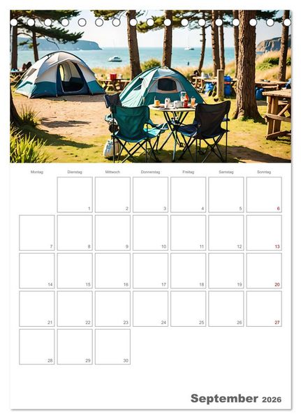 Produktbild: Dein Campingplaner - KI generierte Campingtr&auml;ume (Tischkalender 2026 DIN A5 hoch), CALVENDO Monatskalender