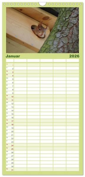 Produktbild: Familienplaner 2026 - Spa&szlig; mit Eichh&ouml;rnchen-Kindern mit 5 Spalten (Wandkalender, 21 x 45 cm) CALVENDO