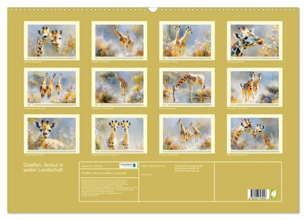 Produktbild: Giraffen. Anmut in weiter Landschaft (Wandkalender 2027 DIN A2 quer), CALVENDO Monatskalender