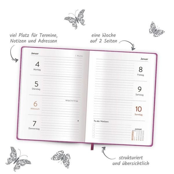 Produktbild: TR&Ouml;TSCH - Taschenkalender A6 Soft Touch Schmetterlinge 2027