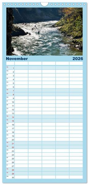 Produktbild: Familienplaner 2026 - Wildwasser Stand up mit 5 Spalten (Wandkalender, 21 x 45 cm) CALVENDO