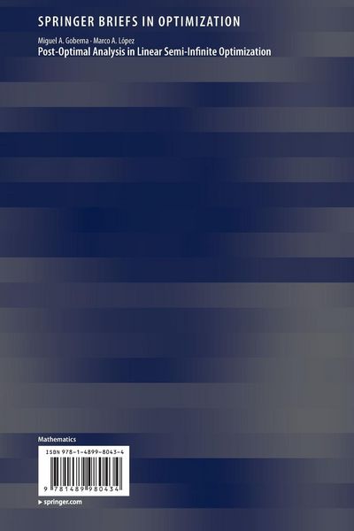 Produktbild: Post-Optimal Analysis in Linear Semi-Infinite Optimization