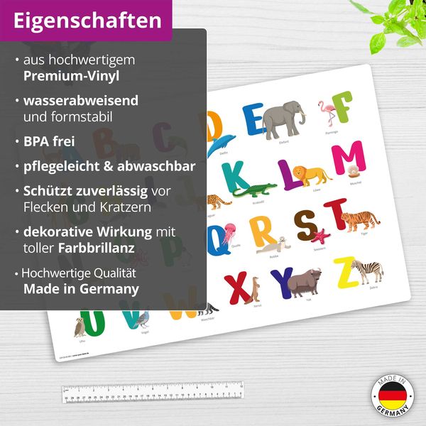 Produktbild: Cover-your-desk Schreibtischunterlage f&uuml;r Kinder Buntes ABC mit Tieren, aus hochwertigem Vinyl , 60 x 40 cm