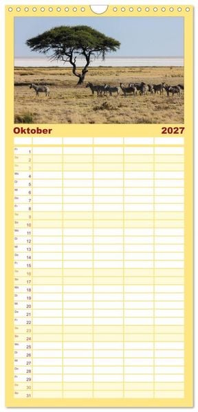 Produktbild: Familienplaner 2027 - Wildes Namibia mit 5 Spalten (Wandkalender, 21 x 45 cm) CALVENDO