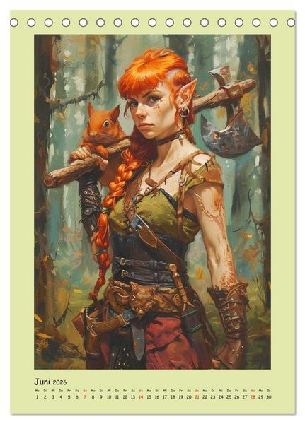 Produktbild: Druidenland. Keltische Fantasy-Figuren aus der Anderwelt (Tischkalender 2026 DIN A5 hoch), CALVENDO Monatskalender
