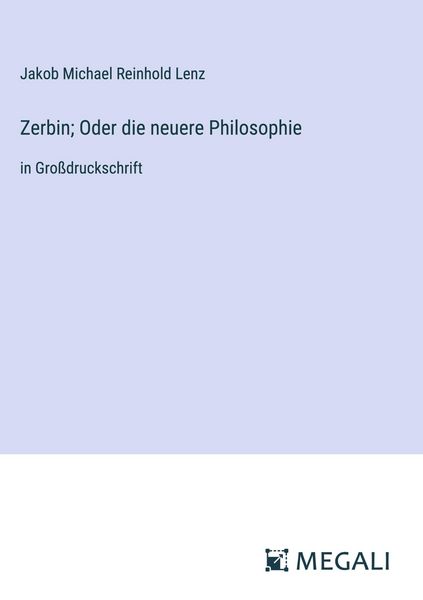 Produktbild: Zerbin; Oder die neuere Philosophie