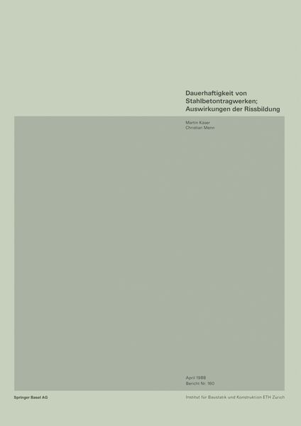 Produktbild: Dauerhaftigkeit von Stahlbetonwerken; Auswirkungen der Rissbildung