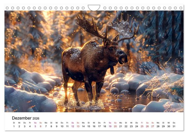 Produktbild: Elche - sch&ouml;ne Momente (Wandkalender 2026 DIN A4 quer), CALVENDO Monatskalender