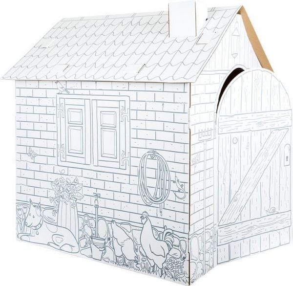 Produktbild: Small foot 10015 - Spielhaus H&auml;uschen aus Bastelkarton zum Bemalen, Pappe, H&ouml;he 88cm, creative&fun