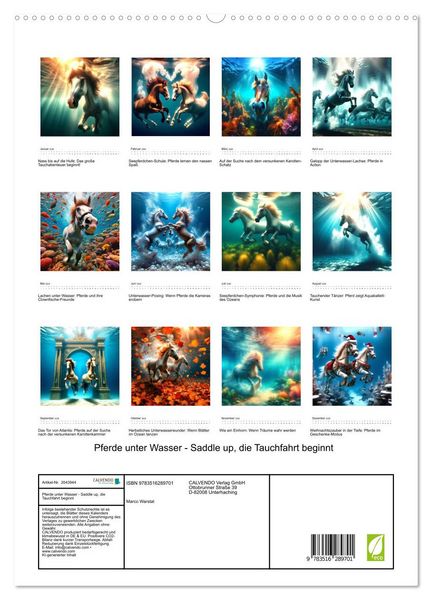 Produktbild: Pferde unter Wasser - Saddle up, die Tauchfahrt beginnt (hochwertiger Premium Wandkalender 2026 DIN A2 hoch), Kunstdruck in Hochglanz