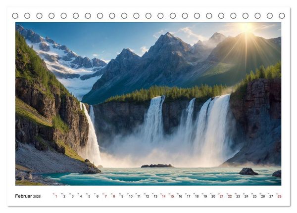 Produktbild: KI Landschaften (Tischkalender 2026 DIN A5 quer), CALVENDO Monatskalender