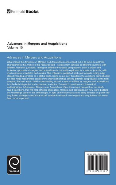 Produktbild: Advances in Mergers and Acquisitions