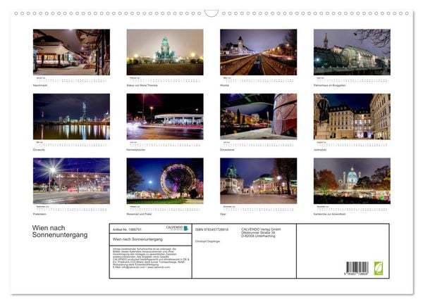Produktbild: Wien nach Sonnenuntergang (Wandkalender 2026 DIN A2 quer), CALVENDO Monatskalender