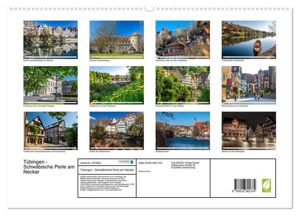 Produktbild: T&uuml;bingen - Schw&auml;bische Perle am Neckar (hochwertiger Premium Wandkalender 2026 DIN A2 quer), Kunstdruck in Hochglanz