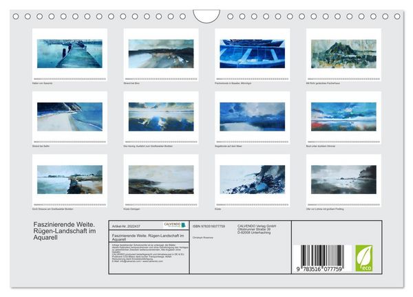 Produktbild: Faszinierende Weite. R&uuml;gen-Landschaft im Aquarell (Wandkalender 2026 DIN A4 quer), CALVENDO Monatskalender