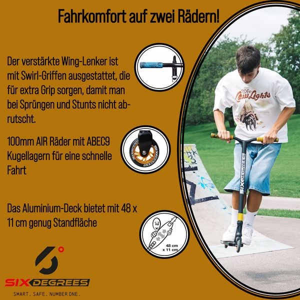 Produktbild: SIX DEGREES Stuntscooter 100 mm schwarz-