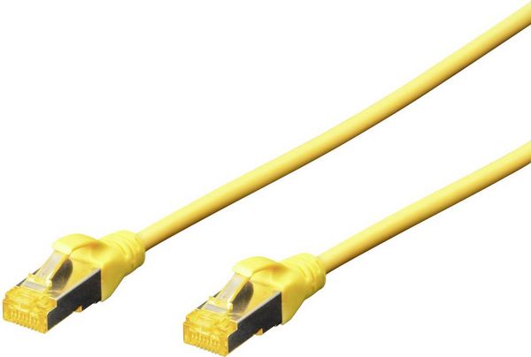 Produktbild: Digitus DK-1644-A-030/Y RJ45 Patchkabel CAT 6a S/FTP 3.00 m Gelb Halogenfrei, verdrillte Paare, mit Rastnasenschutz, Flammwidrig 1 St.