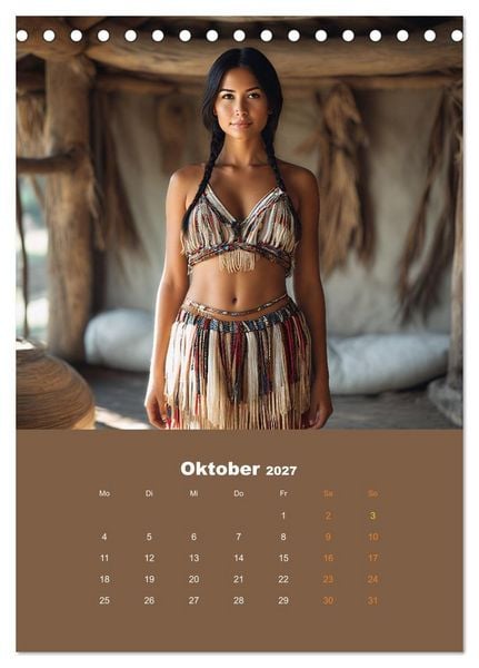 Produktbild: Indianische Sch&ouml;nheiten Kalender: Sinnliche Glamour Frauen in KI Kunst (Tischkalender 2027 DIN A5 hoch), CALVENDO Monatskalender