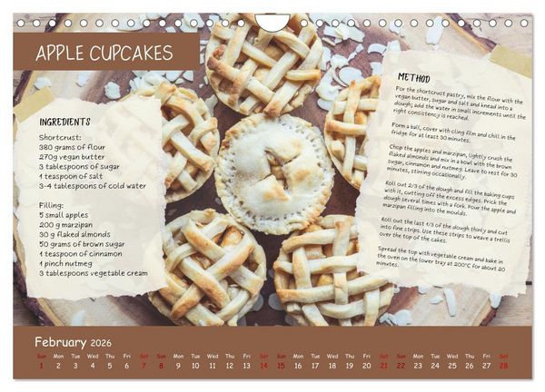 Produktbild: indulge plant-based - irresistibly delicious, vegan recipes for the year (Wall Calendar 2026 DIN A4 landscape), CALVENDO 12 Month Wall Calendar
