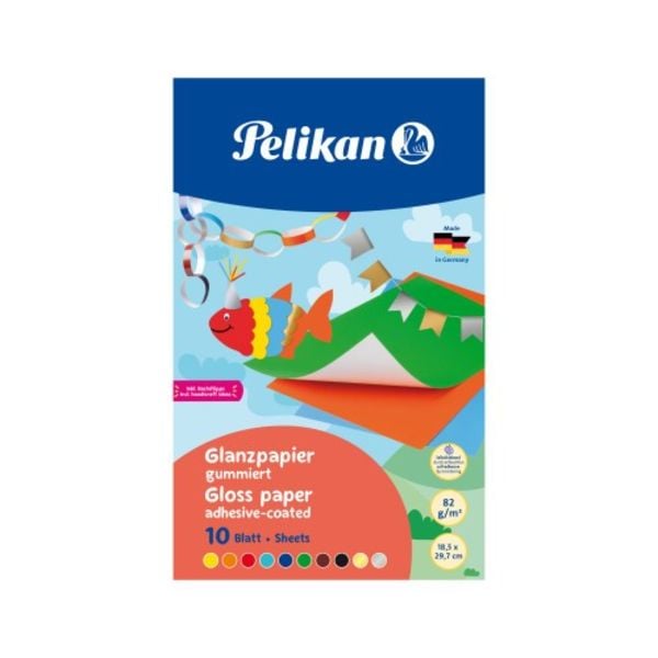 Pelikan Glanzpapier gummiert 18x30cm 10 Blatt in 10 Farben