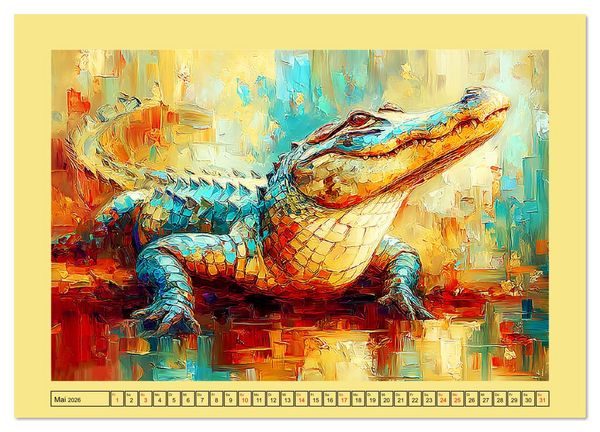 Produktbild: Imposante Reptilien. Faszinierende Tiere in moderner &Ouml;loptik (Wandkalender 2026 DIN A4 quer), CALVENDO Monatskalender