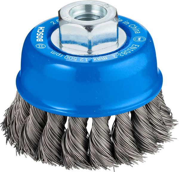 Bosch Accessories Topfbürste, Stahl, gezopfter Draht, 65 mm, 0,35 mm, 12500 U/min, M 14 2608622099 1 St.