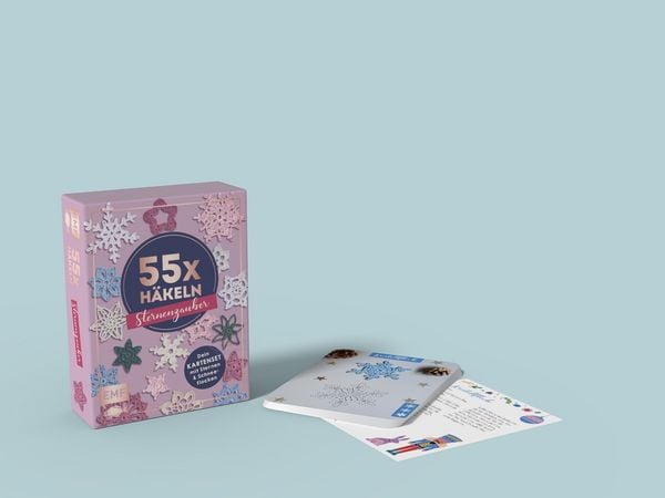 Produktbild: 55 x h&auml;keln &ndash; Sternenzauber: Dein Kartenset mit traumhaften H&auml;kelsternen und Schneeflocken