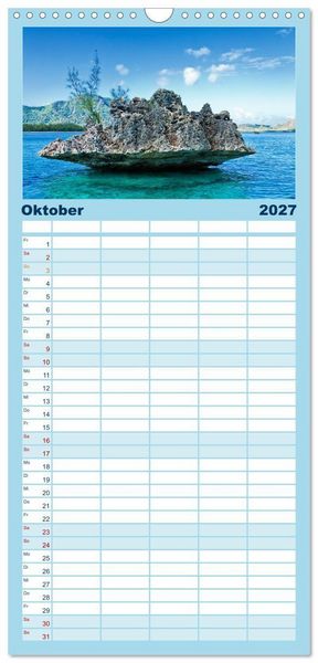 Produktbild: Familienplaner 2027 - Mauritius - Perle im Indischen Ozean mit 5 Spalten (Wandkalender, 21 x 45 cm) CALVENDO