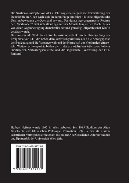 Produktbild: Der oligarchische Umsturz des Jahres 411 v. Chr. und die Herrschaft der Vierhundert in Athen