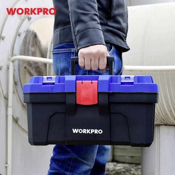 Produktbild: WorkPro WP283001 410 x 230 x 205mm Werkzeugkasten unbest&uuml;ckt Blau, Schwarz