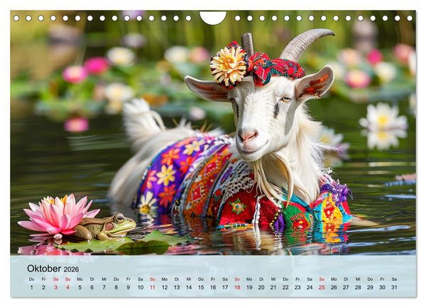 Produktbild: Ziegen im Modezauber. Ein alpiner Fashion-Marathon (Wandkalender 2026 DIN A4 quer), CALVENDO Monatskalender