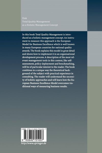 Produktbild: Total Quality Management as a Holistic Management Concept