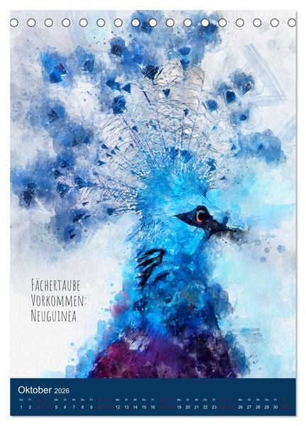 Produktbild: Exotische V&ouml;gel - Die Sch&ouml;nsten der Welt in Aquarell (Tischkalender 2026 DIN A5 hoch), CALVENDO Monatskalender