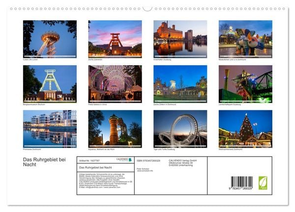 Produktbild: Das Ruhrgebiet bei Nacht (hochwertiger Premium Wandkalender 2026 DIN A2 quer), Kunstdruck in Hochglanz