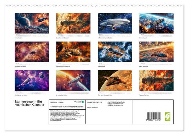 Produktbild: Sternenreisen - Ein kosmischer Kalender (hochwertiger Premium Wandkalender 2026 DIN A2 quer), Kunstdruck in Hochglanz