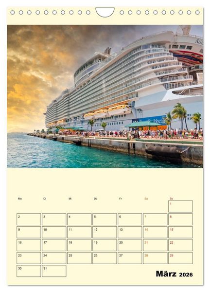 Produktbild: Kreuzfahrtschiffe - die Welt ist dein Ziel (Wandkalender 2026 DIN A4 hoch), CALVENDO Monatskalender