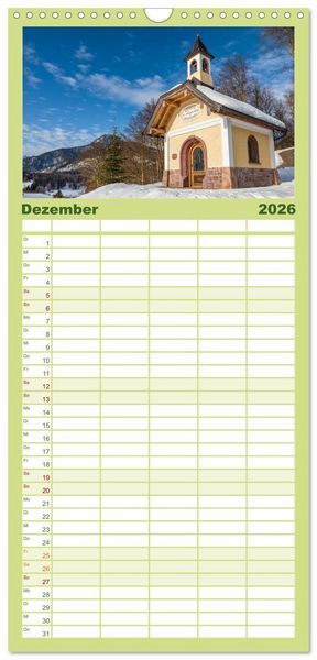 Produktbild: Familienplaner 2026 - Berchtesgadener Alpen - Land von Watzmann und K&ouml;nigssee mit 5 Spalten (Wandkalender, 21 x 45 cm) CALVENDO