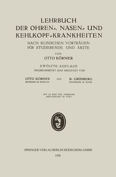Produktbild: Lehrbuch der Ohren-, Nasen- und Kehlkopf-Krankheiten