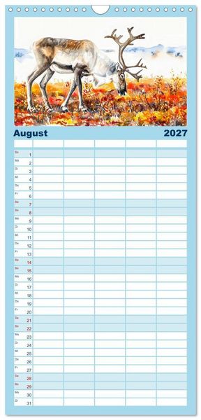 Produktbild: Familienplaner 2027 - Eisige Polarkreise - Faszination der polaren Tierwelt mit 5 Spalten (Wandkalender, 21 x 45 cm) CALVENDO