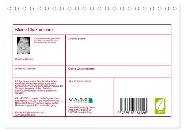 Produktbild: Kleine Chakrenlehre (Tischkalender 2026 DIN A5 quer), CALVENDO Monatskalender