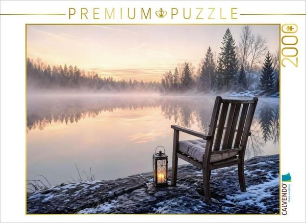CALVENDO Puzzle Am stillen Ufer - Stuhl am See | 2000 Teile Lege-Größe 90x67cm Foto-Puzzle für glückliche Stunden