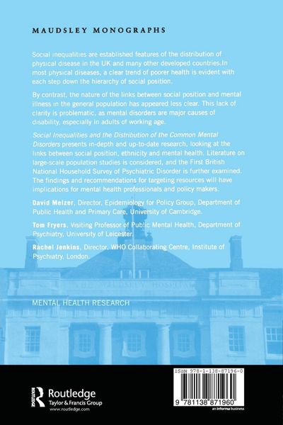 Produktbild: Social Inequalities and the Distribution of the Common Mental Disorders