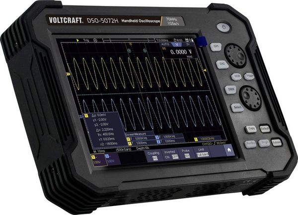 Produktbild: VOLTCRAFT DSO-5072H Hand-Oszilloskop 70 MHz 2-Kanal 1 GSa/s 40 Mpts 8 Bit Digital-Speicher (DSO), Handger&auml;t, Multimeter-Funktionen 1 St.