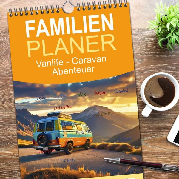 Produktbild: Familienplaner 2026 - Vanlife - Caravan Abenteuer mit 5 Spalten (Wandkalender, 21 x 45 cm) CALVENDO