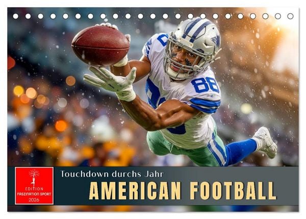 Produktbild: American Football - Touchdown durchs Jahr (Tischkalender 2026 DIN A5 quer), CALVENDO Monatskalender