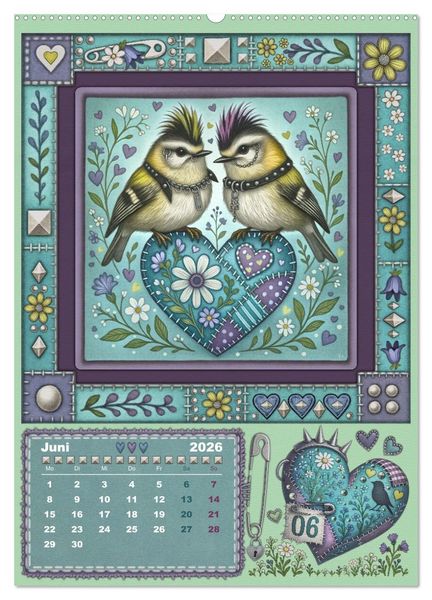 Produktbild: V&ouml;gel. Kleine Punks. Gro&szlig;es Herz. (Wandkalender 2026 DIN A2 hoch), CALVENDO Monatskalender