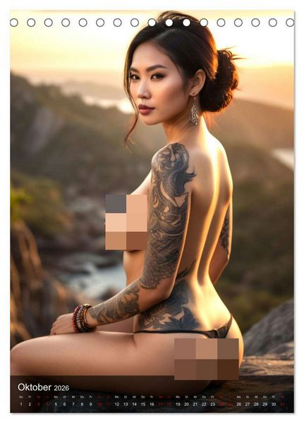 Produktbild: Tattoo Queens Asien (Tischkalender 2026 DIN A5 hoch), CALVENDO Monatskalender