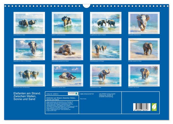 Produktbild: Elefanten am Strand. Zwischen Wellen, Sonne und Sand (Wandkalender 2027 DIN A3 quer), CALVENDO Monatskalender