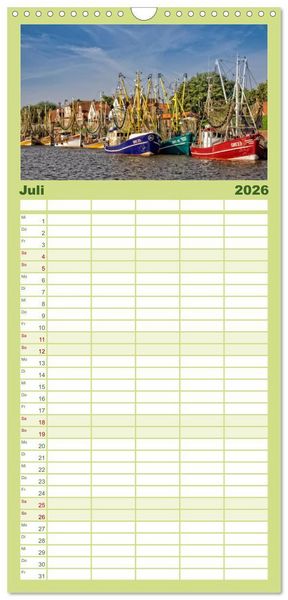 Produktbild: Familienplaner 2026 - Reise an die Nordsee - Greetsiel mit 5 Spalten (Wandkalender, 21 x 45 cm) CALVENDO
