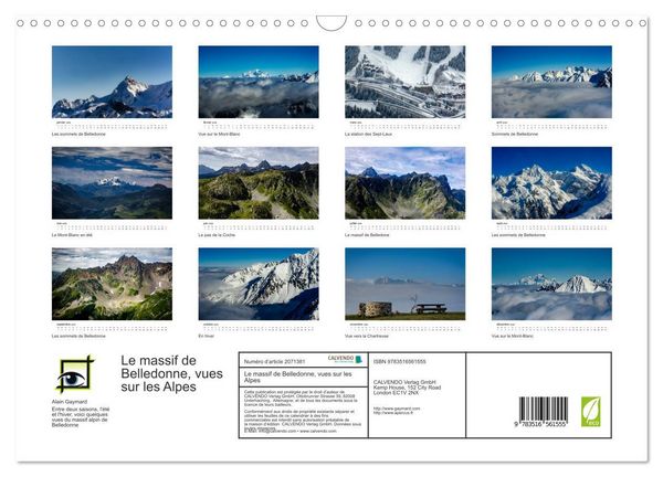 Produktbild: Le massif de Belledonne, vues sur les Alpes (Calendrier mural 2026 DIN A3 vertical), CALVENDO calendrier mensuel
